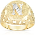 thumbnail image 1 of Floreo Men's 10k Yellow Gold Round Two-Tone Gold A-Z Initial Ring, Sizes 5 - 11, 1 of 4