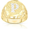 thumbnail image 1 of Floreo Men's 10k Yellow Gold Round Two-Tone Gold A-Z Initial Ring, Sizes 5 - 11, 1 of 4