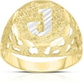 thumbnail image 1 of Floreo Men's 10k Yellow Gold Round Two-Tone Gold A-Z Initial Ring, Sizes 5 - 11, 1 of 4