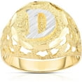 thumbnail image 1 of Floreo Men's 10k Yellow Gold Round Two-Tone Gold A-Z Initial Ring, Sizes 5 - 11, 1 of 4
