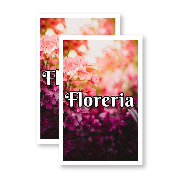 Floreria (2-Pack) 24 Inch x 36 Inch Vinyl Decals | Sign Insert Peel & Stick Decals Stickers Window Signs | Spanish Flower Shop, Fresh Bouquets, Beautiful Arrangements | Made in USA