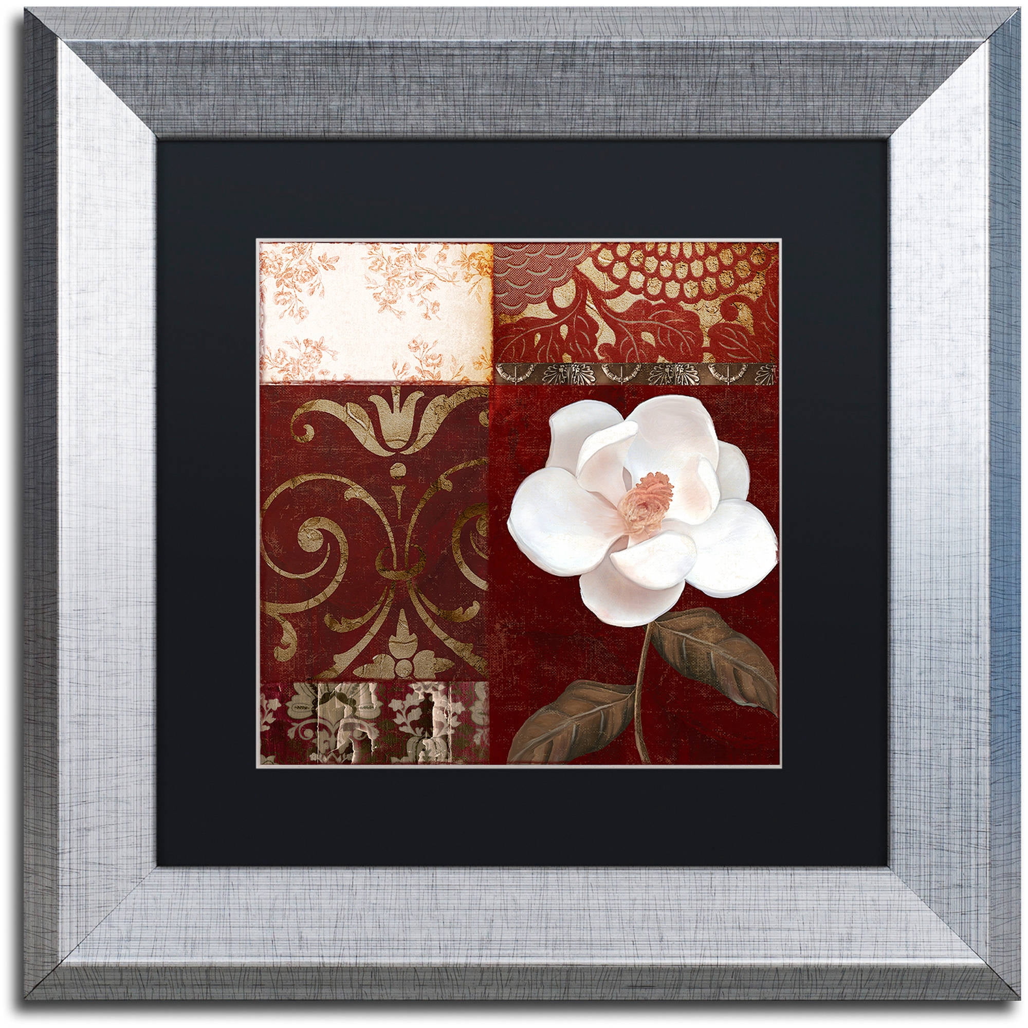 "Flores Blancas IV" Canvas Art by Color Bakery Black Matte, Silver Frame