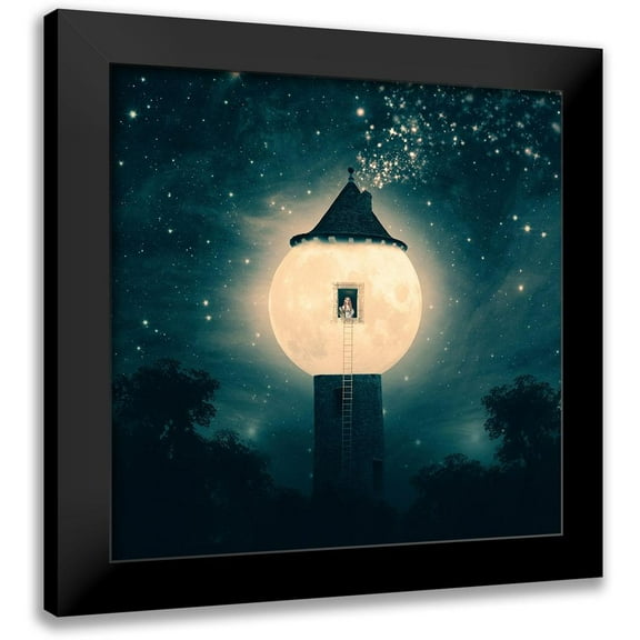 Flores, Paula Belle 12x12 Black Modern Framed Museum Art Print Titled - The Moon Tower