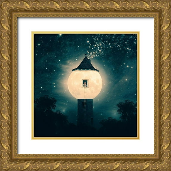 Flores, Paula Belle 15x15 Gold Ornate Wood Framed with Double Matting Museum Art Print Titled - The Moon Tower