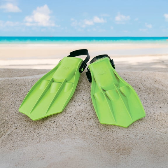 Swim Central Florescent Green Dolphin Recreational Children's Swim Fins, Size 5-7
