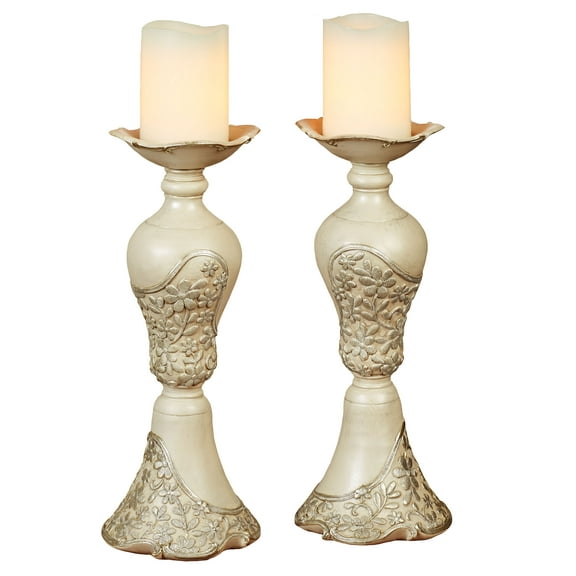Floressa Candleholder Pair Platinum 5.5” x 14”