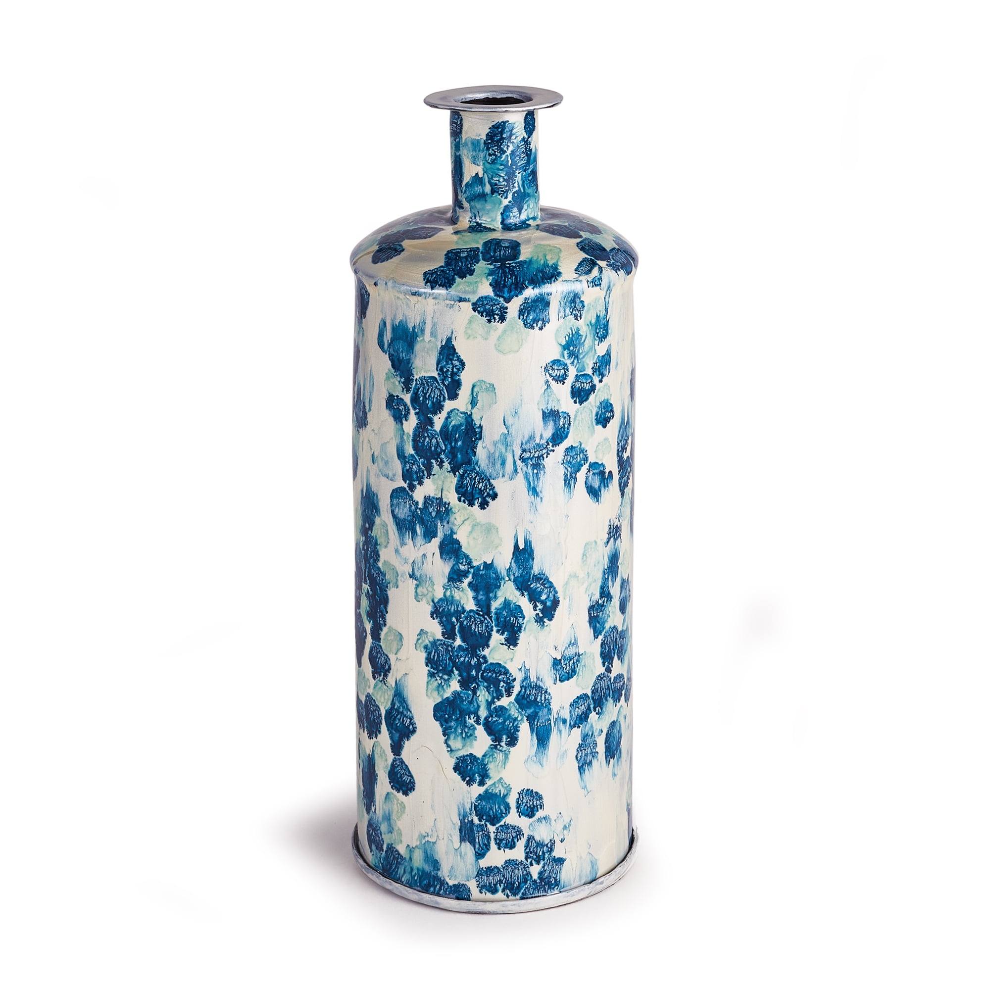 Hand-Painted Blue Floral Iron Decorative Vase