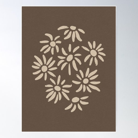 Florette Daisy Floral Pattern - Earth + Dove Poster Wall Art, Modern Wall Decor For Living Room Bedroom, 8x12 UNFRAMED