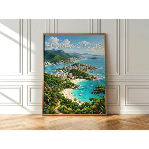 Florianópolis Brazil Tropical Coast Wall Art Brazilian Beach Print Luxury Ocean Travel Decor Coastal City Artwork, Unframed Paper Print
