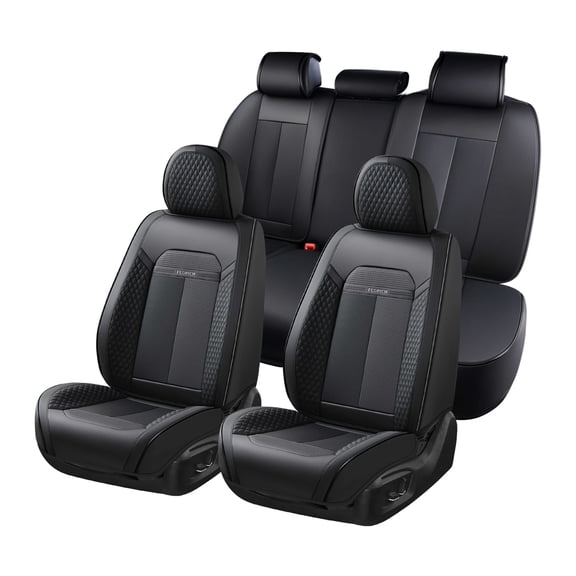 FLORICH Car Seat Covers, 5 Seats Breathable&Waterproof Faux Leather Seat Protectors, Automotive Interior Accessories Universal Fit Most Cars, Black