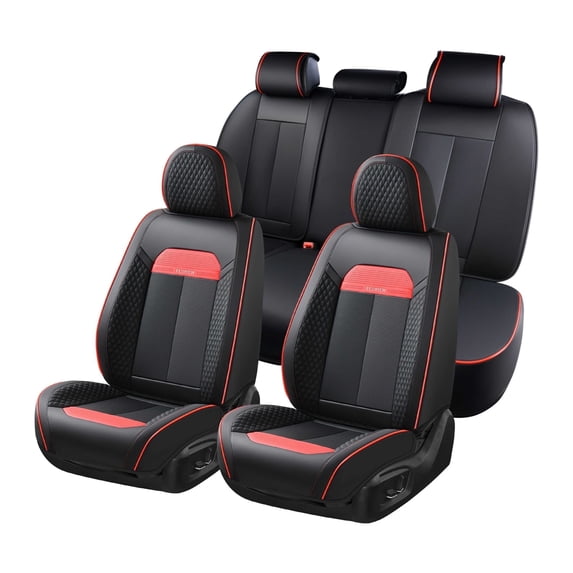 FLORICH Car Seat Covers, 5 Seats Breathable&Waterproof Faux Leather Seat Protectors, Automotive Interior Accessories Universal Fit Most Cars, RedLine