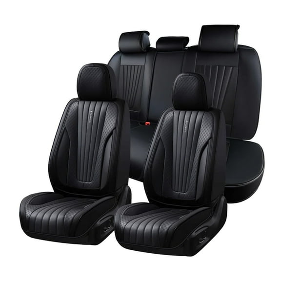 Florich Car Seat Covers, 5 Seats Waterproof Faux Leather Seat Cushions, Auto Protectors Universal Fit Most Cars, Black