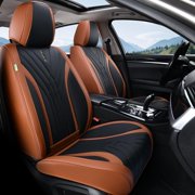 FLORICH Car Seat Covers Full Set, Luxury Design Front and Rear Seat Protectors, Universal Auto Interior Accessories Fit for Most Cars, Black & Brown