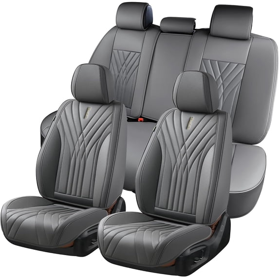 FLORICH Car Seat Covers Full Set, Luxury Design Seat Protectors, Universal Auto Interior Accessories Fit for Most Cars, Gray