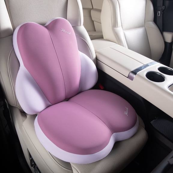 Florich Car Seat Cushion and Back Support for Car Ultrathick Memory Foam Office Chair Cushions with Lumbar Support Pillow for Sciatica & Back & Tailbone Pain Relief, Purple
