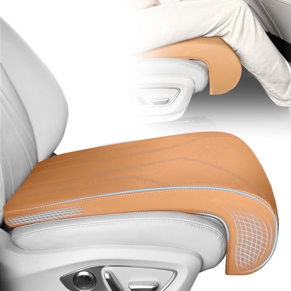FLORICH Car Seat Extender Leg Support Cushion for Driver Seat and Office Chair, Leather, Memory Foam Car Seat Cushion - Comfortable Support for Long Drives, Brown