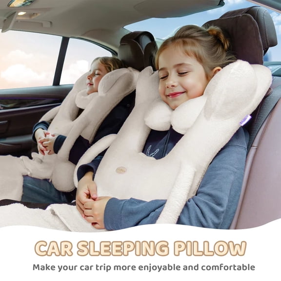 Florich Car Sleeping Travel Pillow, for Adults and Children to Support Head and Body on Road Trips with Neck Pillow and Blanket, White