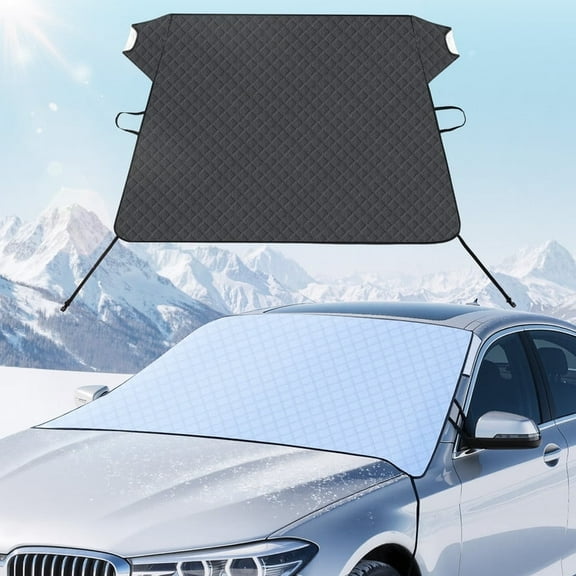 Florich Car Windshield Cover for Ice and Snow Heavy Duty Fabric with Side Mirror Cover,Standard Winter Frost Hail Protector for Most Cars(66x 47Inch)