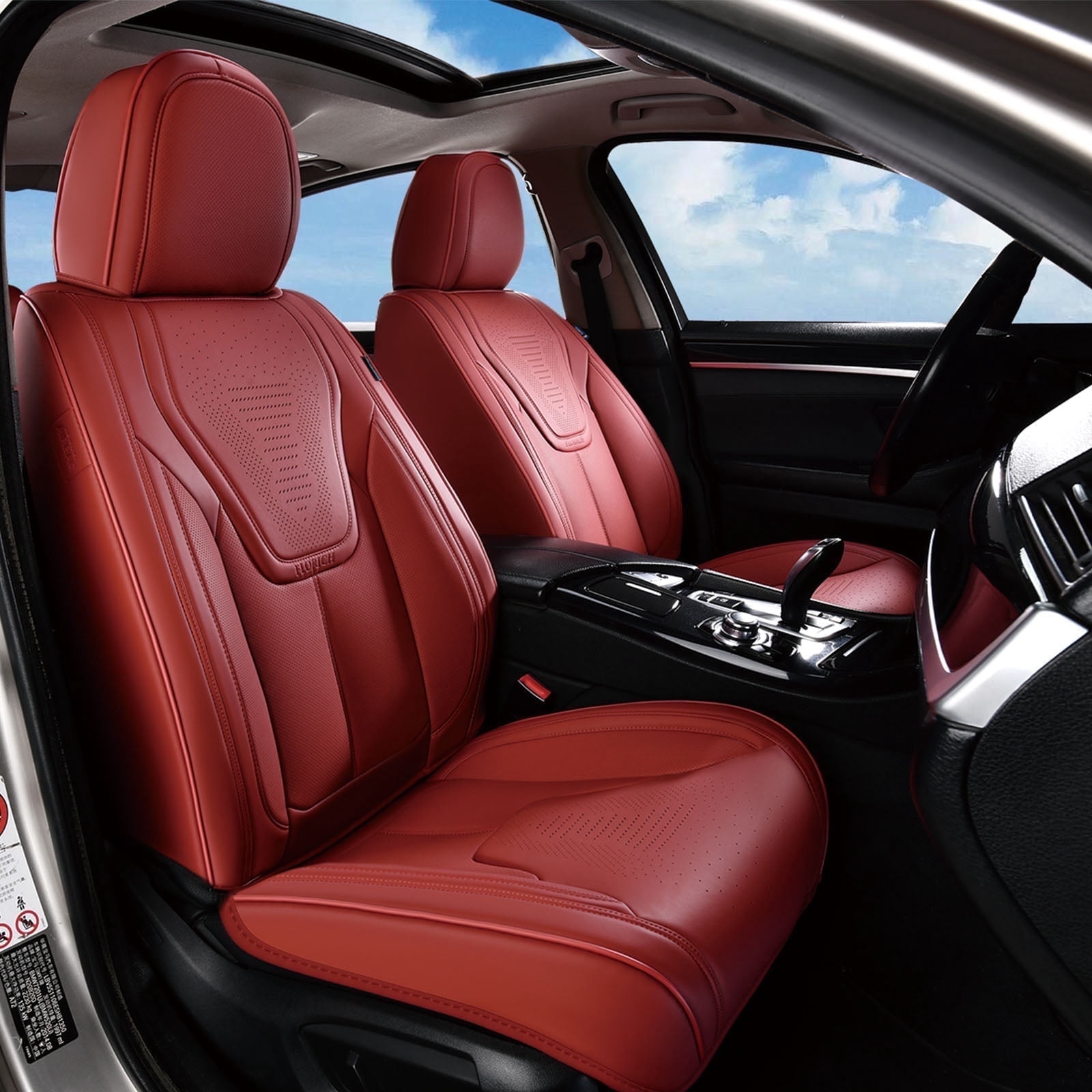 FLORICH Front Car Seat Covers, Luxury Faux Leather Seat Protectors, Automotive Seat Cushions Universal Fit for Most Cars Trucks Suv, Red