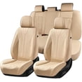 thumbnail image 1 of FLORICH Full Set Car Seat Covers, Premium Faux Leather Seat Protectors, Breathable Material Cushions Universal Fit for Most Cars, Beige, 1 of 10