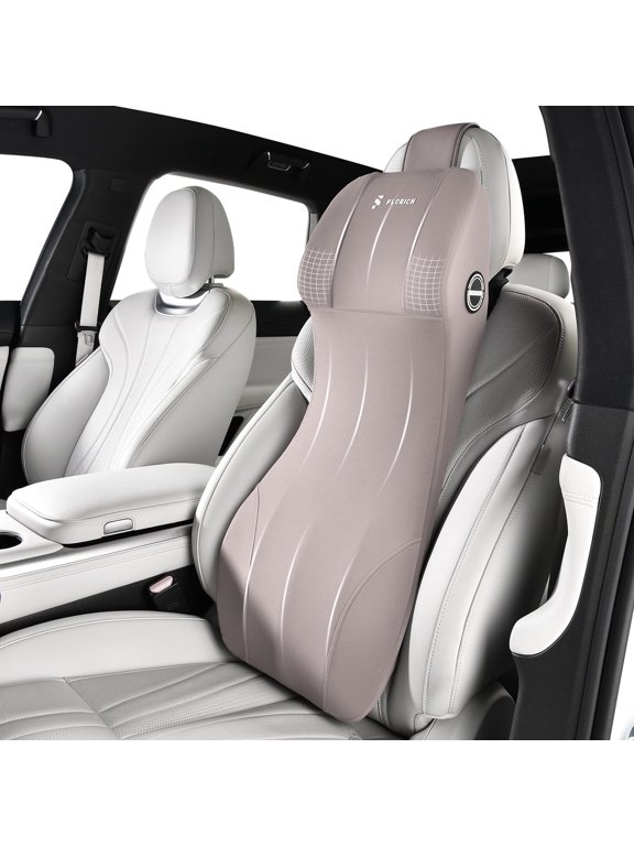 One-Piece Lumbar Support&Car Headrest Pillow, 2-in-1 Memory Foam Car Seat Headrest with Lumbar Cushion Ergonomic Support Pillow for Neck Back Pain Relief, Gray