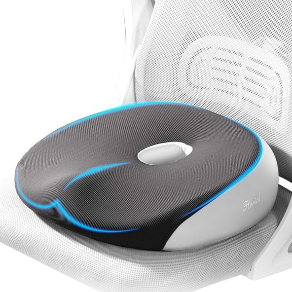 Florich Seat Cushion for Car, Office Chair & Wheelchair, Memory Foam Tailbone Cushion for Pain Relief & Posture Support, Ergonomic Design Universal Fit Cushion, Gray