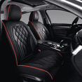 thumbnail image 1 of FLORICH Universal Car Seat Covers Front Pair, Waterproof Faux Leather Seat Protectors, Automotive Interior Cushions Fit for Most Cars Suv Trucks, Red Line, 1 of 7