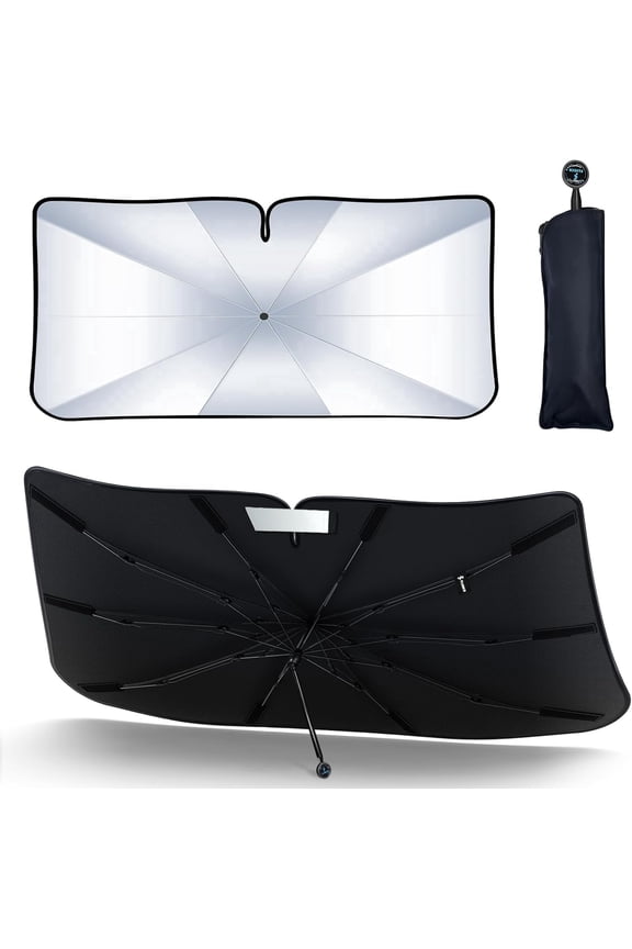 Windshield Sun Shade Umbrella for Car, Foldable Car Sun Shade for Front Window, Blocks UV Rays Keep Cool and Protect Interior(57"x32")