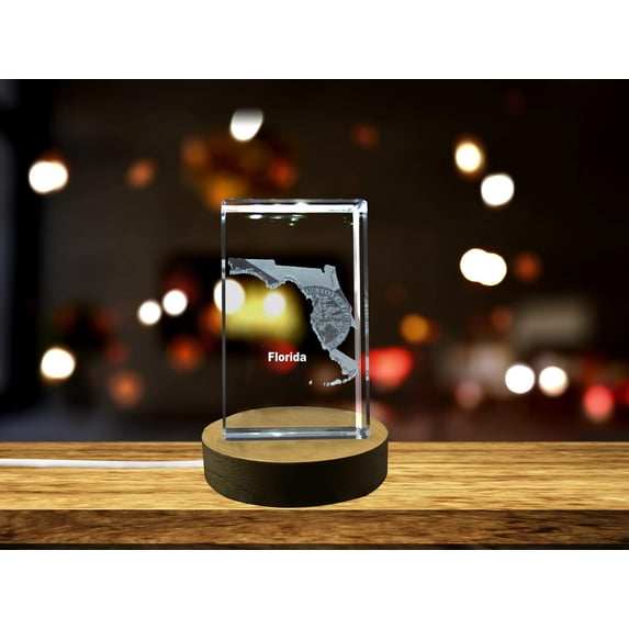 Florida 3D Engraved Crystal 3D Engraved Crystal Keepsake/Gift/Decor/Collectible/Souvenir