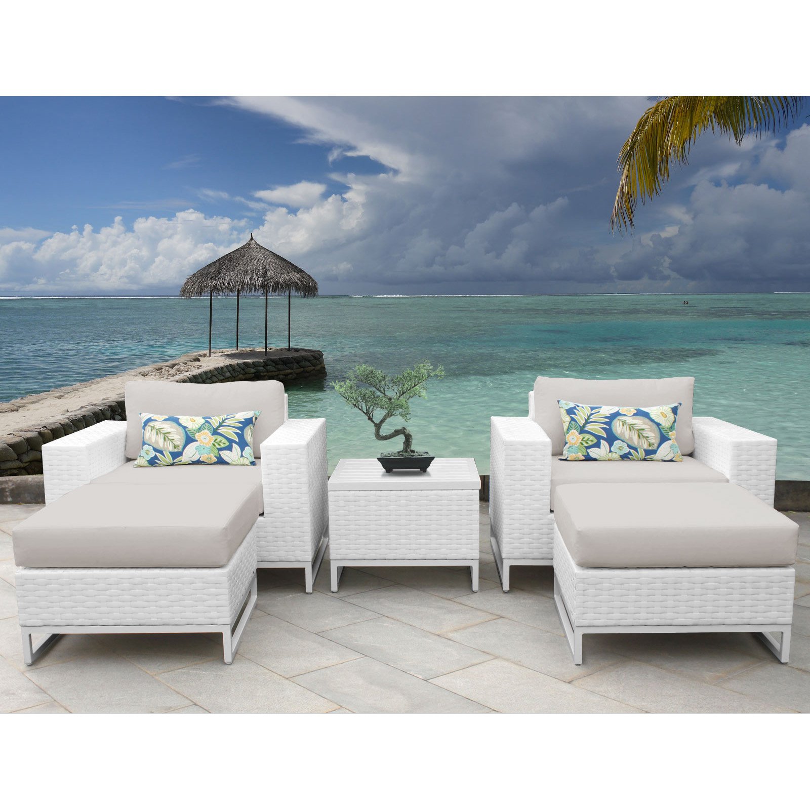 Florida 5-Piece Aluminum Framed Outdoor Conversation Set with Ottomans - image 1 of 3