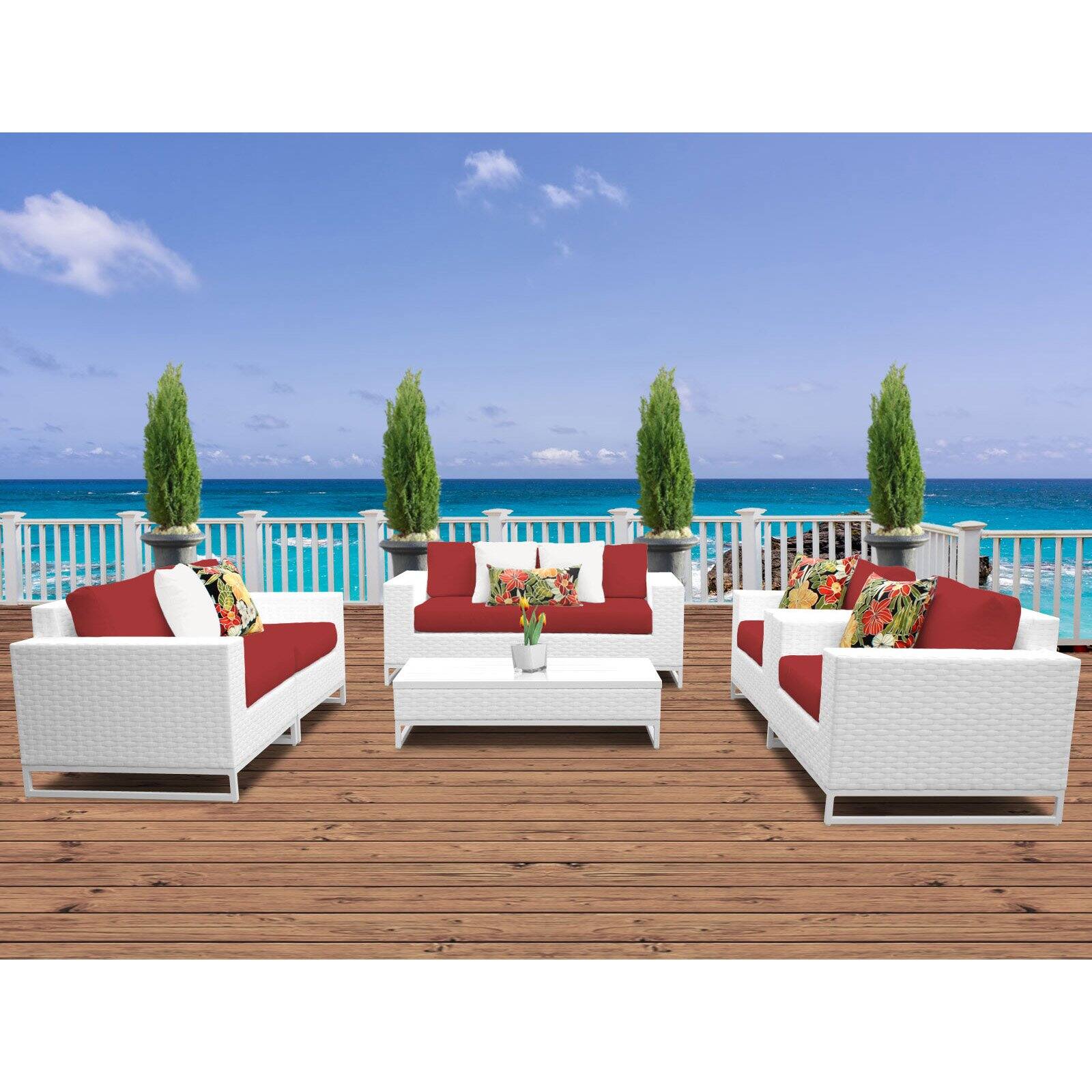 TK Classics Miami 7 Piece Outdoor Wicker Patio Furniture Set 07c - image 1 of 3