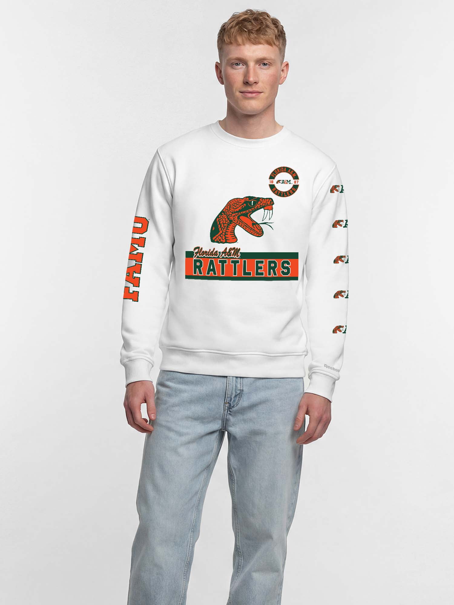 Florida A&M Rattlers Reebok Mens White Crew Sweatshirt