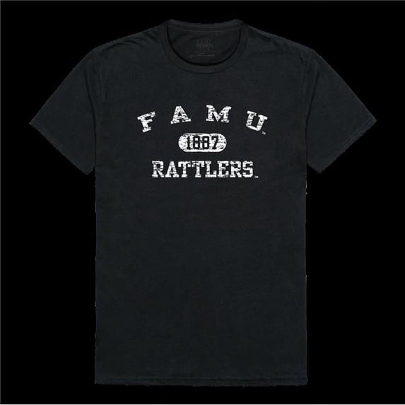 Florida A&M University Rattlers Distressed Arch College T-Shirt, Black - Medium