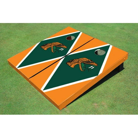 Florida Agricultural & Mechanical University Green And Orange Matching Diamond Custom Cornhole Board