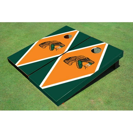 Florida Agricultural & Mechanical University Orange And Green Matching Diamond Custom Cornhole Board