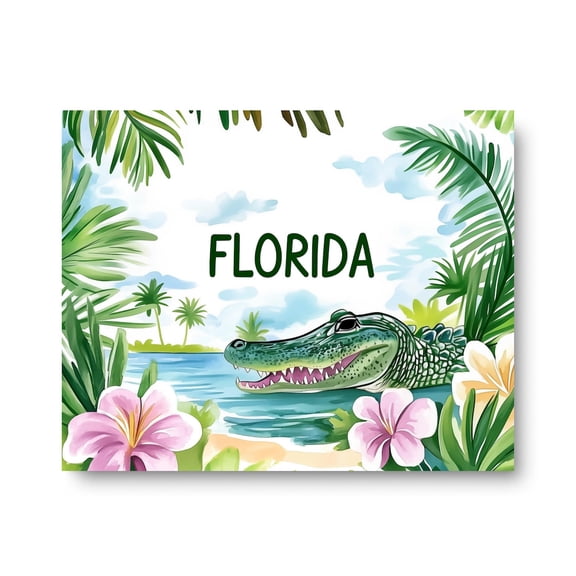 Florida Alligator Print, Everglades Wildlife Wall Art, Tropical Nature Poster, Southern Usa Decor, Sunshine State Artwork Home Decor #3343, Unframed Poster Size 24x36