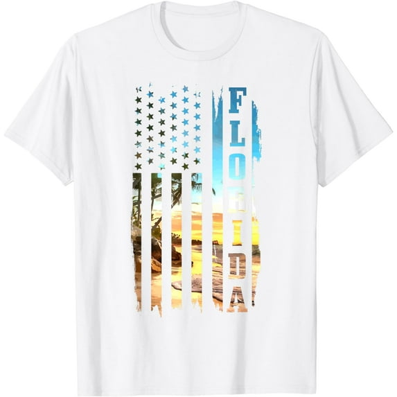 Florida American Flag Pride Beach Surfer Patriotic Gift T-Shirt