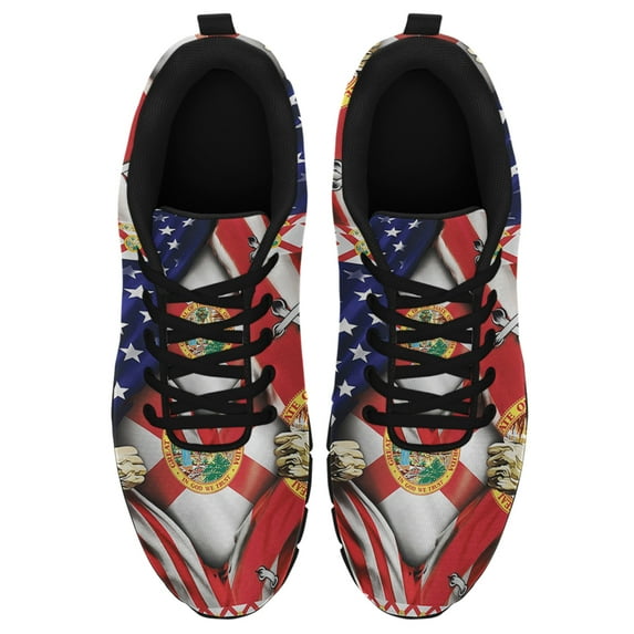 Florida And American Flag Running Shoes Sneakers Mesh Black Size 5