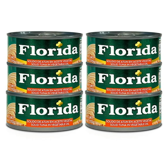 Florida Atun Solido En Aceite Vegetal 6z | Peruvian Solid Tuna In Vegetable oil Can 6 Pack