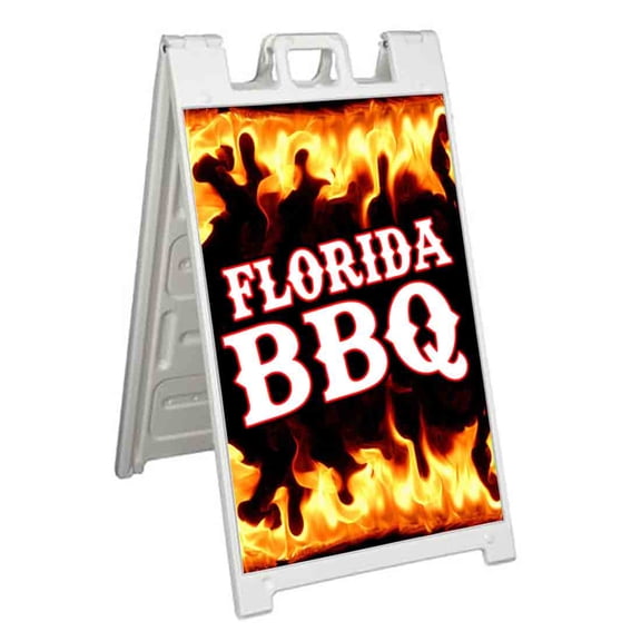 Florida BBQ (24" X 36") Standard A-Frame Signicade, Includes Decal Applied To Stand