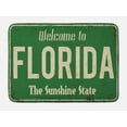 thumbnail image 1 of Florida Bath Mat, Welcome to Florida Old and Rusty Graphic Sign Design the Sunshine State, Plush Bathroom Decor Mat with Non Slip Backing, 29.5" X 17.5", Fern Green and Beige, by Ambesonne, 1 of 2