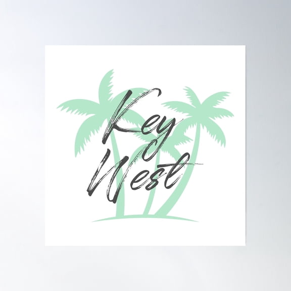 Florida Beach Names With Palm Trees - Key West Poster Wall Art, Modern Wall Decor, 30x30 UNFRAMED