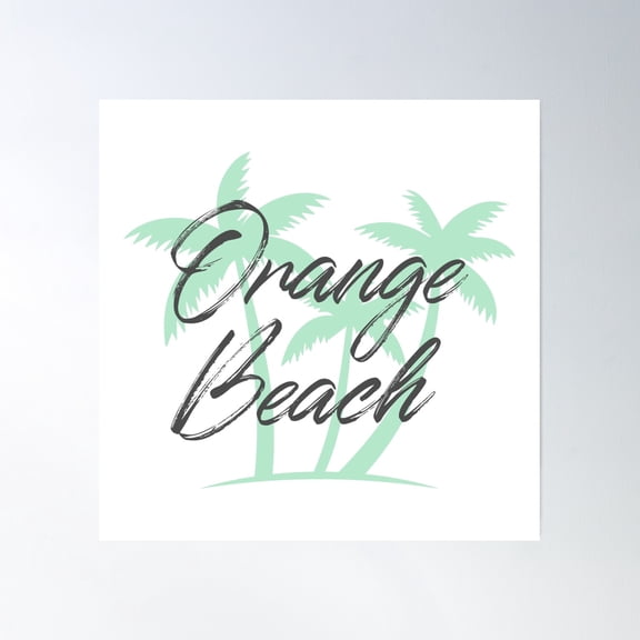 Florida Beach Names With Palm Trees - Orange Beach Poster Wall Art, Modern Wall Decor, 16x16 UNFRAMED