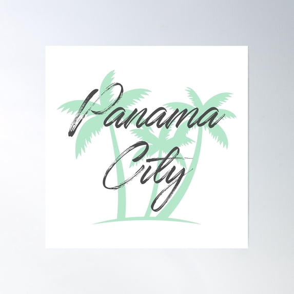 Florida Beach Names With Palm Trees - Panama City Poster Wall Art, Modern Wall Decor, 24x24 UNFRAMED