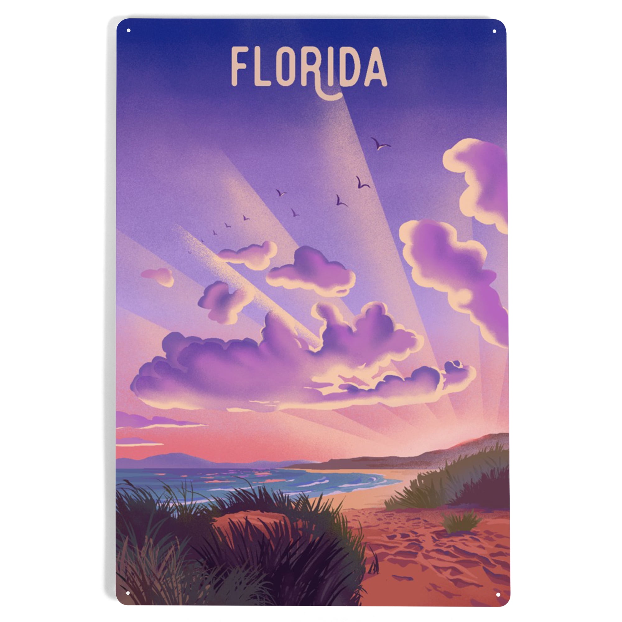 Florida, Beach Sunset, Lithograph (12x18 Aluminum Art, Indoor Outdoor ...