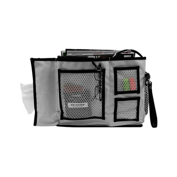 Florida Brands FB-FB2175 3 Pocket Bedside Caddy with Tissue Box Holder in Grey
