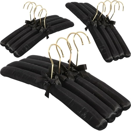 Florida Brands Padded Clothing Fabric Hangers for Women Clothing - Set of 12 Black