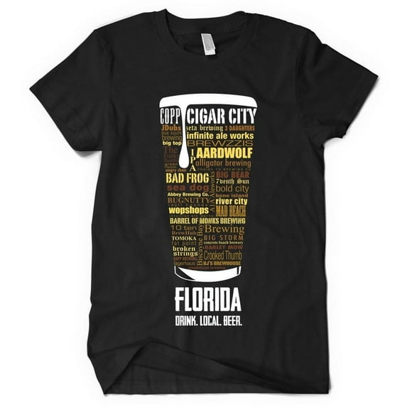 Florida Breweries Craft Beer State T-Shirt - Black, Large | Local Brewery Tee