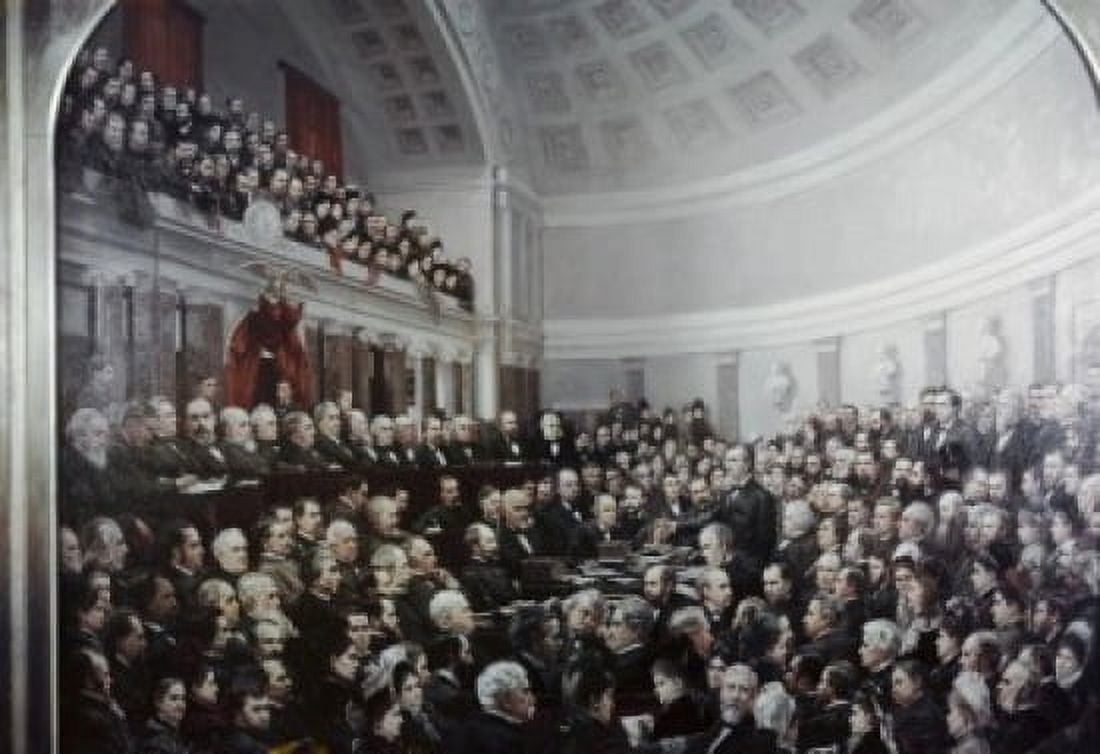 Florida Case Before Electorial Commission in Senate Chamber Cornelia A Fassett (1831-1898 American) Canvas Art - Cornelia A Fassett (18 x 24)