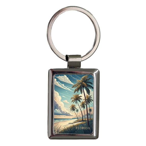 Florida Coast Vacation Metal Rectangle Keychain